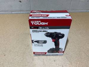 lot 205 image: Hyper Tough 20V Max Brushless Cordless Drill Driver with 1.5Ah Lithium-Ion Battery and Charger
