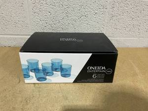 lot 346 image: Oneida Entertain 365 16 oz Stackables Blue Glasses (Set of 6)