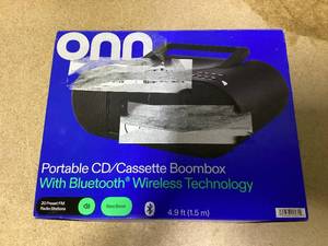 lot 438 image: onn. Portable CDCassette Boombox with Bluetooth Wireless Technology