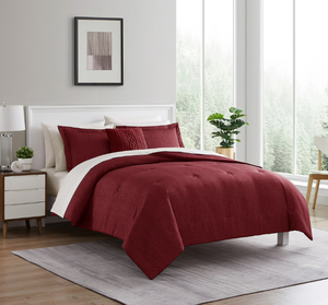 lot 122 image: 10PCS Full Size Mainstays Red Texture Bed in a Bag Comforter Set with Sheets