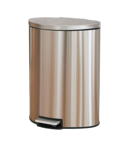 lot 201 image: Better Homes & Gardens Kitchen Trash Can, 14.5 Gallon, Stainless Steel Step on Garbage Bin Silver