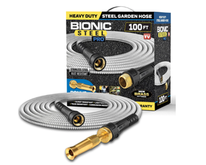lot 222 image: Bionic Steel 58 in. x 100 ft. Pro Heavy-Duty Stainless Steel Garden Hose