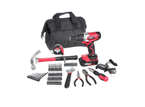 lot 239 image: Hyper Tough 20V Max 38-in. Cordless Drill & 70-Piece DIY Home Tool Set Project Kit with 1.5Ah Lithium-Ion Battery & Charger