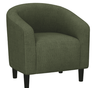 lot 313 image: Yaheetech Upholstered Corduroy Accent Chair for Living Room, Dark Green