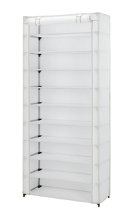 lot 442 image: Mainstays 10 Shelf Organizer Shoe Rack with Cover
