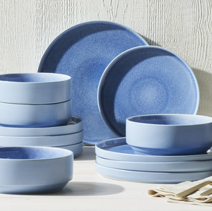lot 370 image: 12PCS Better Homes & Gardens-Parker Blue Stoneware Dinnerware Set