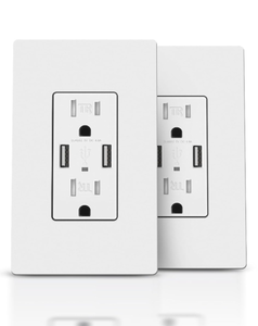 lot 393 image: LOT OF 10 USB Wall Outlet, Receptacle Outlet with 4.8A Charging Capacity, 15A Tamper Resistant Electrical Socket