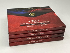 lot 8 image: 4x 2020 Reverse Proof Innovation Dollars