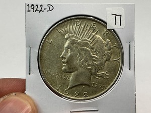 lot 77 image: 1922-D Silver Peace Dollar