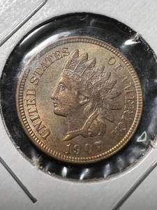 lot 13 image: 1907 US INDIAN HEAD CENT BU