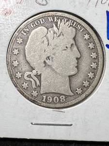 lot 22 image: 1908-O US BARBER HALF DOLLAR