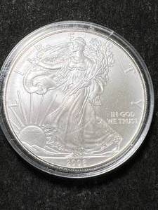 lot 25 image: 2008 AMERICAN SILVER EAGLE 1 TROY OZ .999 FINE SILVER IN AIRTITE