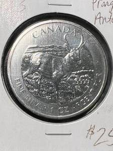 lot 28 image: 2013 CANADIAN ANTELOPE 1 TROY OZ .9999 FINE SILVER