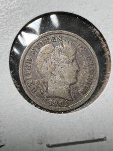 lot 30 image: 1901 US BARBER DIME