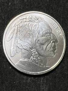 lot 37 image: 1 TROY OZ .999 FINE SILVER BUFFALO INDIAN ROUND