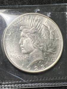 lot 48 image: 1923-D US PEACE SILVER DOLLAR