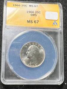 lot 54 image: 1966 US WASHINGTON QUARTER ANACS MS67