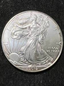 lot 59 image: 2012 AMERICAN SILVER EAGLE 1 TROY OZ .999 FINE SILVER