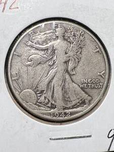 lot 69 image: 1942 US WALKING LIBERTY HALF DOLLAR