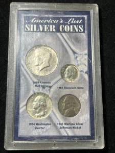 lot 75 image: AMERICAS LAST SILVER COINS 4 COIN SET