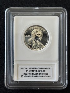 lot 32 image: 2014 .999 Silver Enriched Native American Dollar