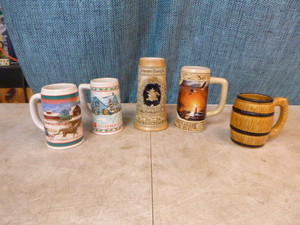 lot 119 image: 5 Collectible Beer Steins