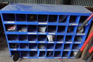 lot 367 image: Garage Organizer with Assorted Hardware