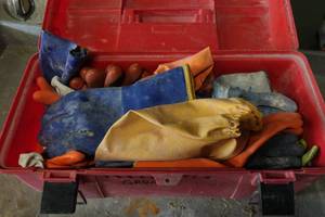 lot 450 image: Tool Box with Rubber Gloves