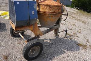 lot 210 image: Stone 95CM Tow Behind Concrete Mixer - Honda Gas Powered