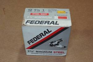 lot 460 image: 25 Federal 12 Ga 2-34 Magnum Steel 1 Shot Shotshells