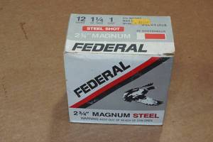 lot 461 image: 25 Federal 12 Ga 2-34 Magnum Steel 1 Shot Shotshells