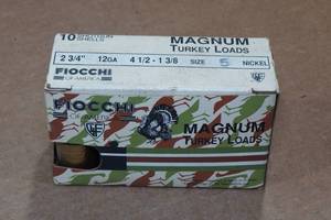 lot 462 image: 10 Fiocchi 12 Ga 2-34 Magnum 5 Shot Turkey Shotshells