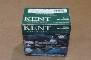 lot 466 image: 25 Kent 12 Ga 2-34 Steel 4 Shot Waterfowl Shotshells