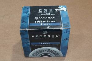 lot 476 image: 25 Federal Speed Shok 12 Ga 3-12 Steel 3 Shot Shotshells