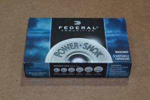 lot 484 image: 5 Federal Power Shok 12 Ga 2-34 00 Buck Buckshot Shotshells