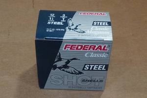 lot 492 image: 25 Federal Classic 12 Ga 3 Magnum Steel T Shot Shotshells