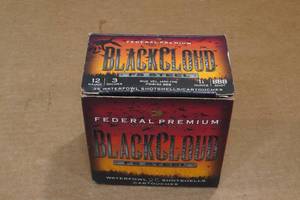 lot 494 image: 24 Federal Blackcloud FS 12 Ga 3 Steel BBB Shot Shotshells