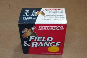 lot 496 image: 25 Federal Field & Range 12 Ga 2-34 6 Shot Shotshells