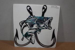 lot 59 image: Colorized Metal Bass Cutout Sign
