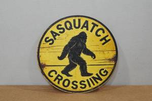 lot 70 image: Novelty Metal Sign - Sasquatch
