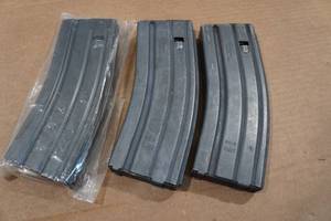 lot 146 image: 3 Metal AR-Format Rifle Magazines