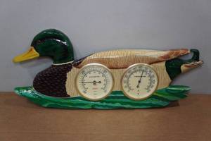 lot 174 image: Vintage Sunbeam Mallard Shaped Barometer and Thermometer