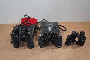 lot 203 image: 3 Vintage Binoculars