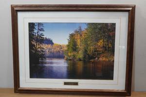 lot 285 image: Framed Jim Brandenburg Print Wolves on Moose Lake