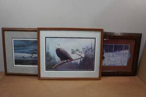 lot 286 image: 3 Framed Wildlife Prints