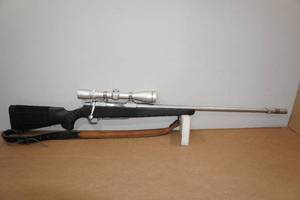 lot 1C image: 1996 Browning A-Bolt Stainless Stalker .338 Win Mag Bolt-Action Rifle - Leupold Vari-X III 3.5-10x Scope