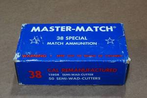 lot 296 image: 50 Master Match .38 Spl 158 Gr Semi Wadcutter Ammo