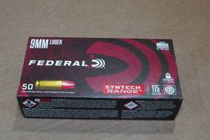 lot 322 image: 50 Federal Syntech 9mm 115 Gr TSJ Ammo