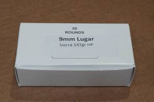 lot 349 image: 50 9mm 147 Gr Sierra HP Ammo