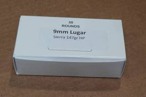 lot 354 image: 50 9mm 147 Gr Sierra HP Ammo